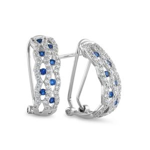Sterling Silver Marquise Semi Hoops Sapphire/Clear